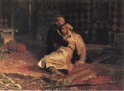 Ilya Repin, Ivan the Terrible and his son ivan on 15 November 1581 1885